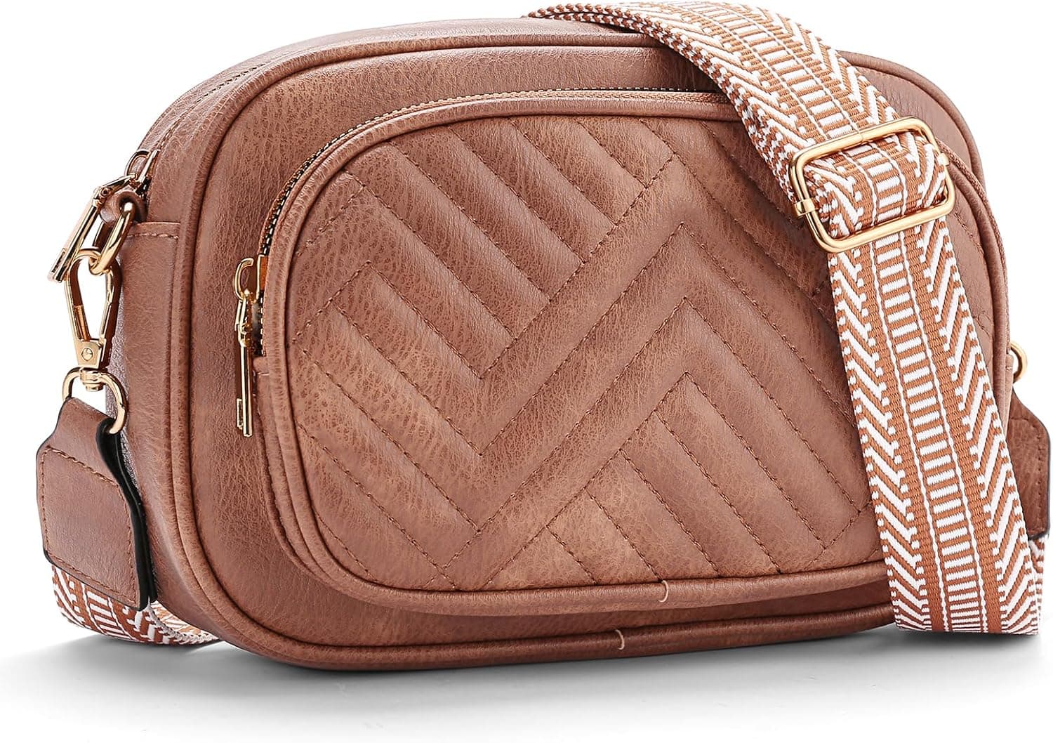GAEKEAO Small Crossbody Bag for Women Trendy Triple Zip Purses Vegan Leather Shoulder Handbag with Adjustable Wide Strap - image 1