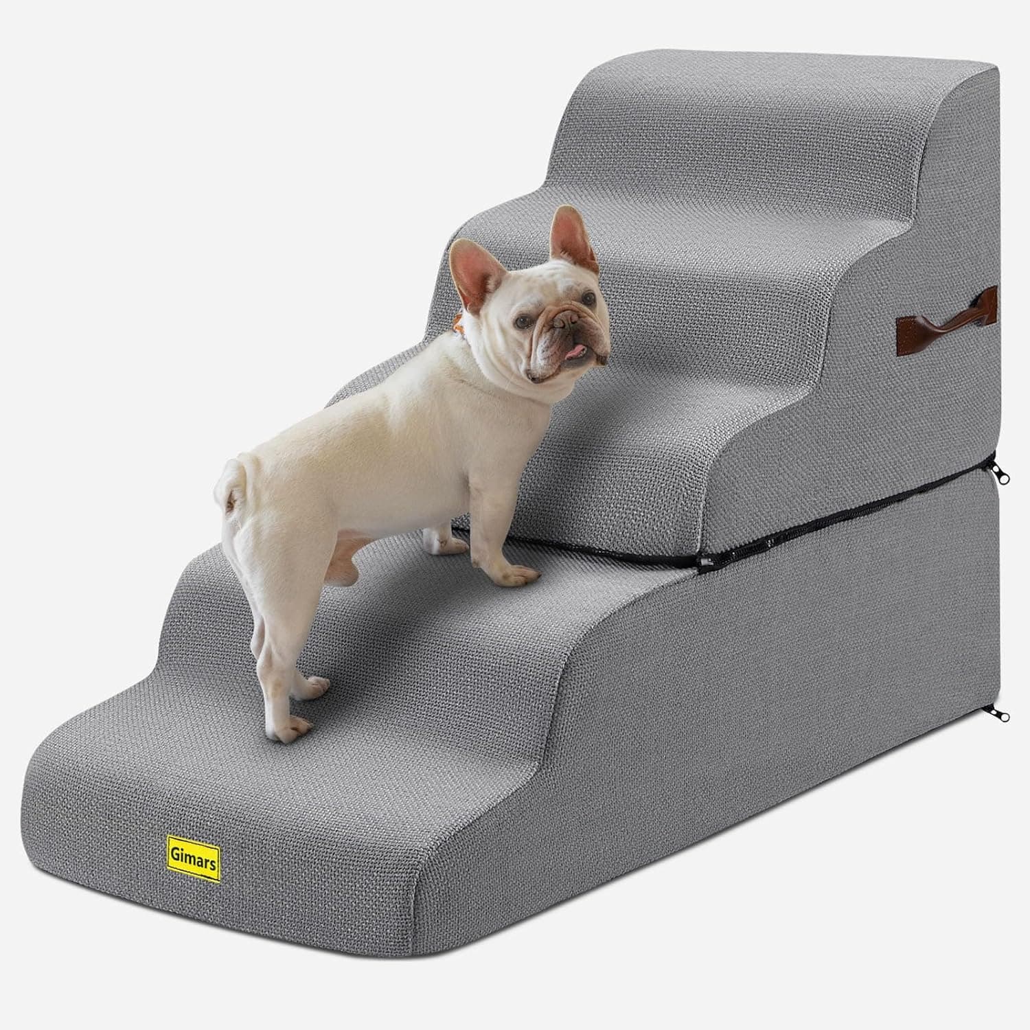 Gimars Extra Wide Sturdy Foam Dog Stairs for High Beds Pet Stairs for Small Medium Large Dogs Non-Slip Easy Clean Washable Cover for Couch Sofa