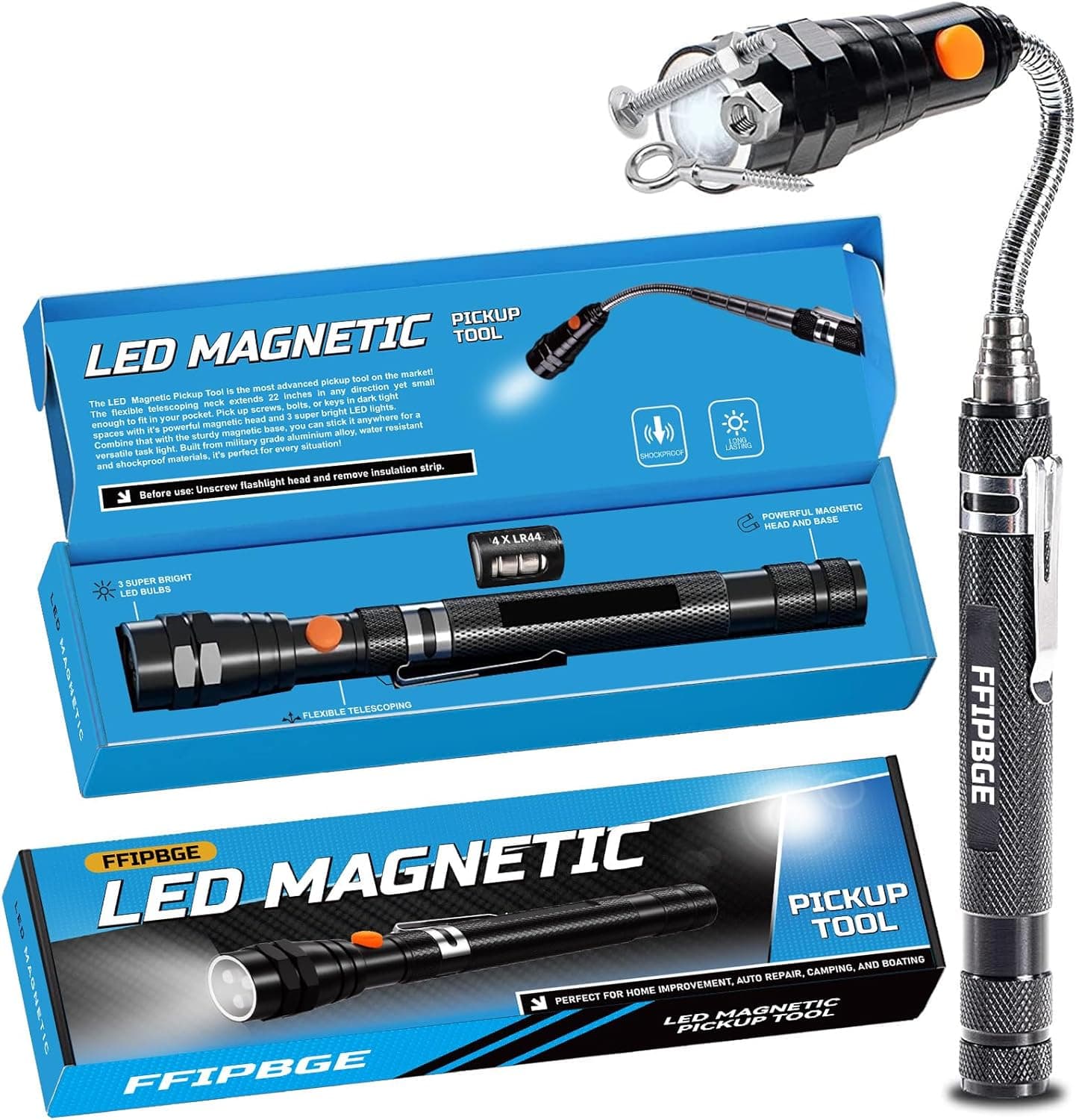 Fathers Day Dad Gifts, Telescoping Magnet Pickup Tool with 3 LED Magnetic Flashlight, Mens Gifts, Cool Gadget Birthday Gifts for Husband, Dad, Men, Father, Women, Adult, Boyfriend - image 1