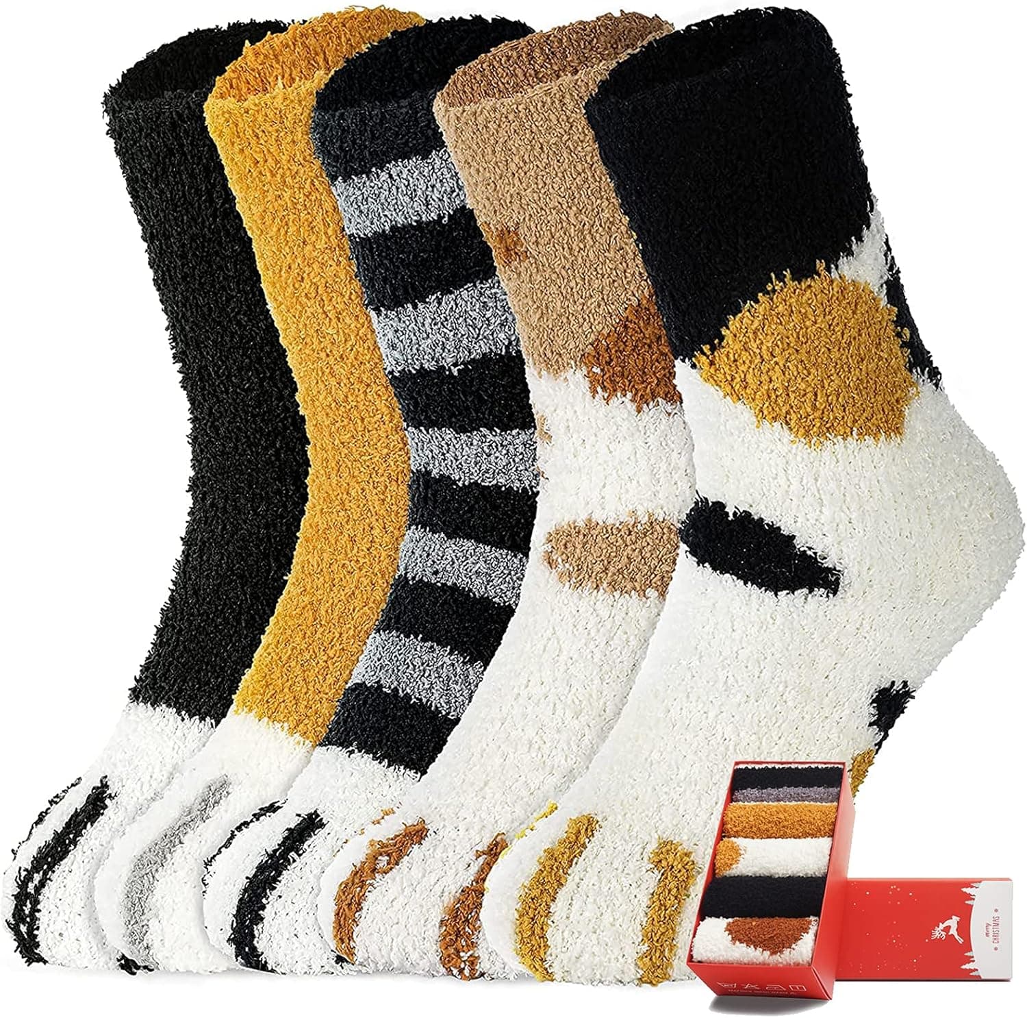 ICEIVY Socks Women, Soft Knit Wool Winter Thick Warm Cabin Fuzzy Crew Women Socks 5 Pack - image 1