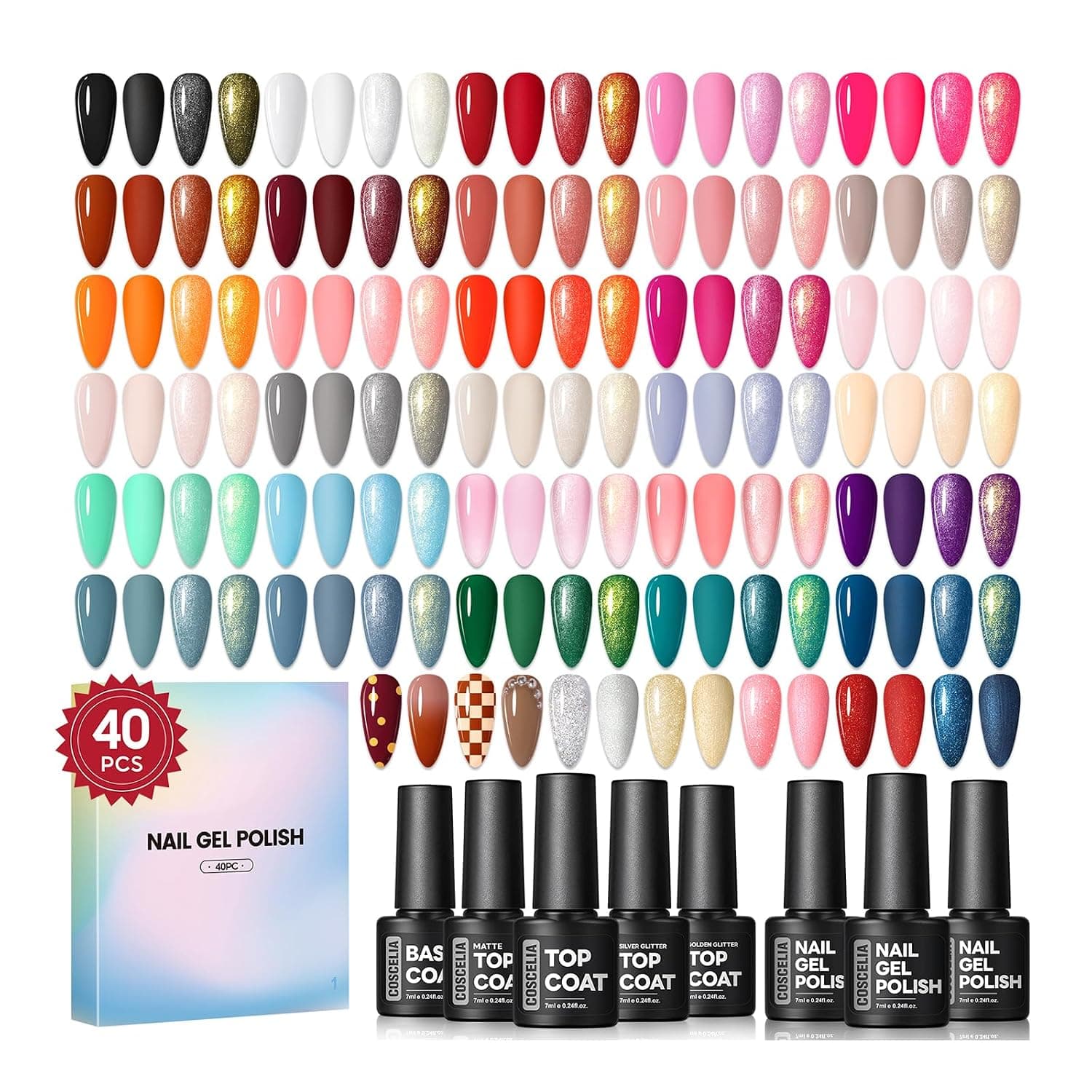 COSCELIA 40pcs Gel Nail Polish Set Soak Off Fall Colors Gel Polish