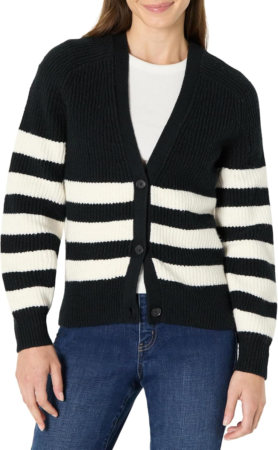 Soft Touch Ribbed Blouson Cardigan Sweater - image 1