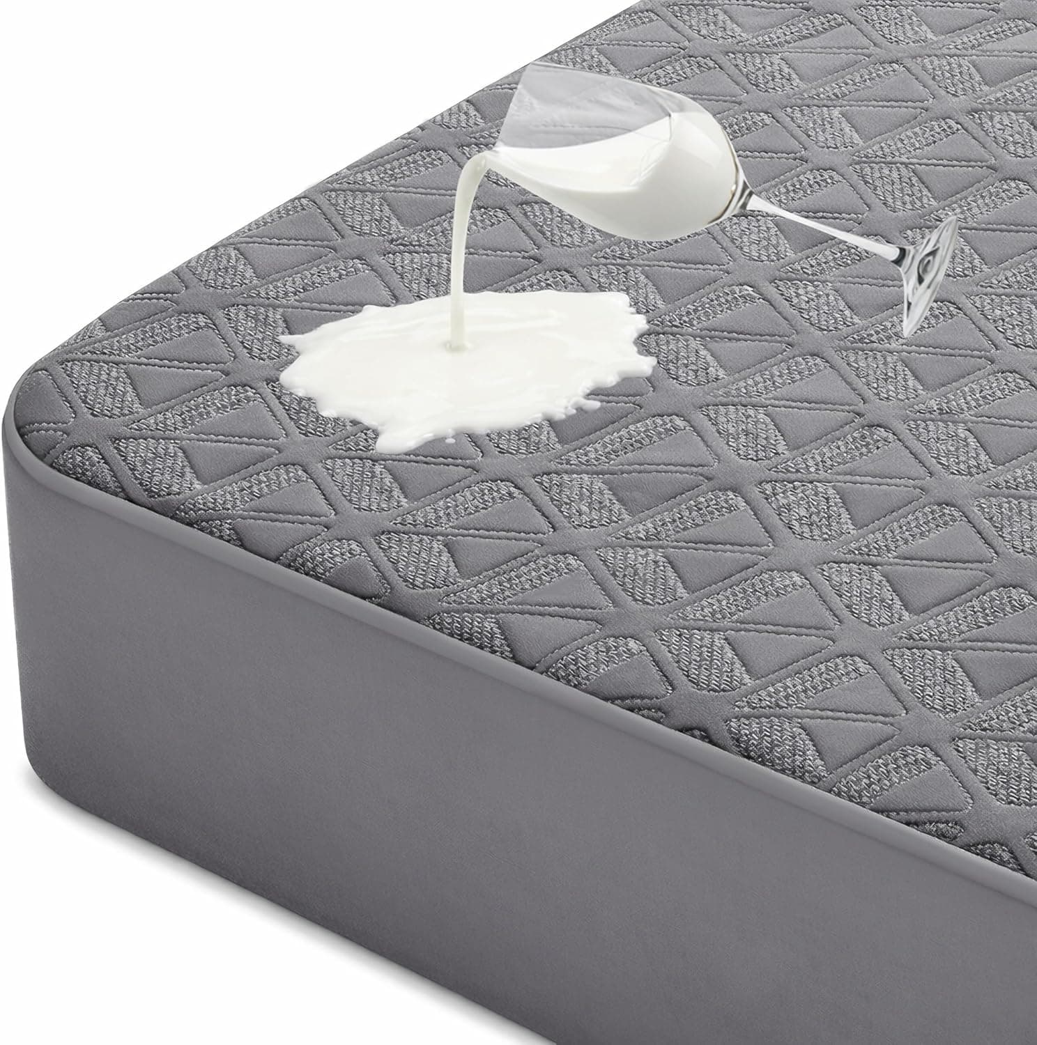 Waterproof Mattress Protector Queen Size, Soft Breathable Mattress Pad with Deep Pocket 8"-21", Noiseless 3D Air Fabric Cooling Mattress Cover for Bed, Machine Washable, Grey - image 1