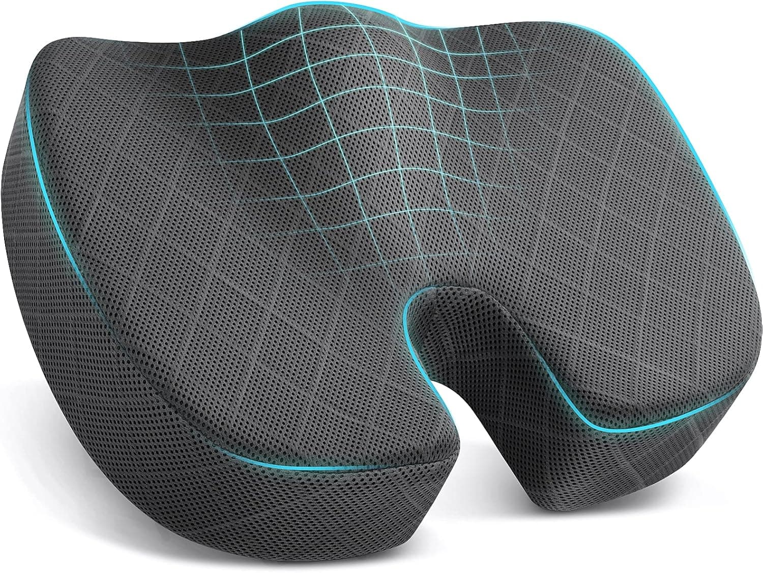 Seat Cushion - Memory Foam Sitting Pillow for Office Chair, Car Seat, Airplane, Bleacher - Sciatica & Hip & Coccyx Pain Relief Desk Chair Cushion for Long Sitting Office Workers, Car Drivers