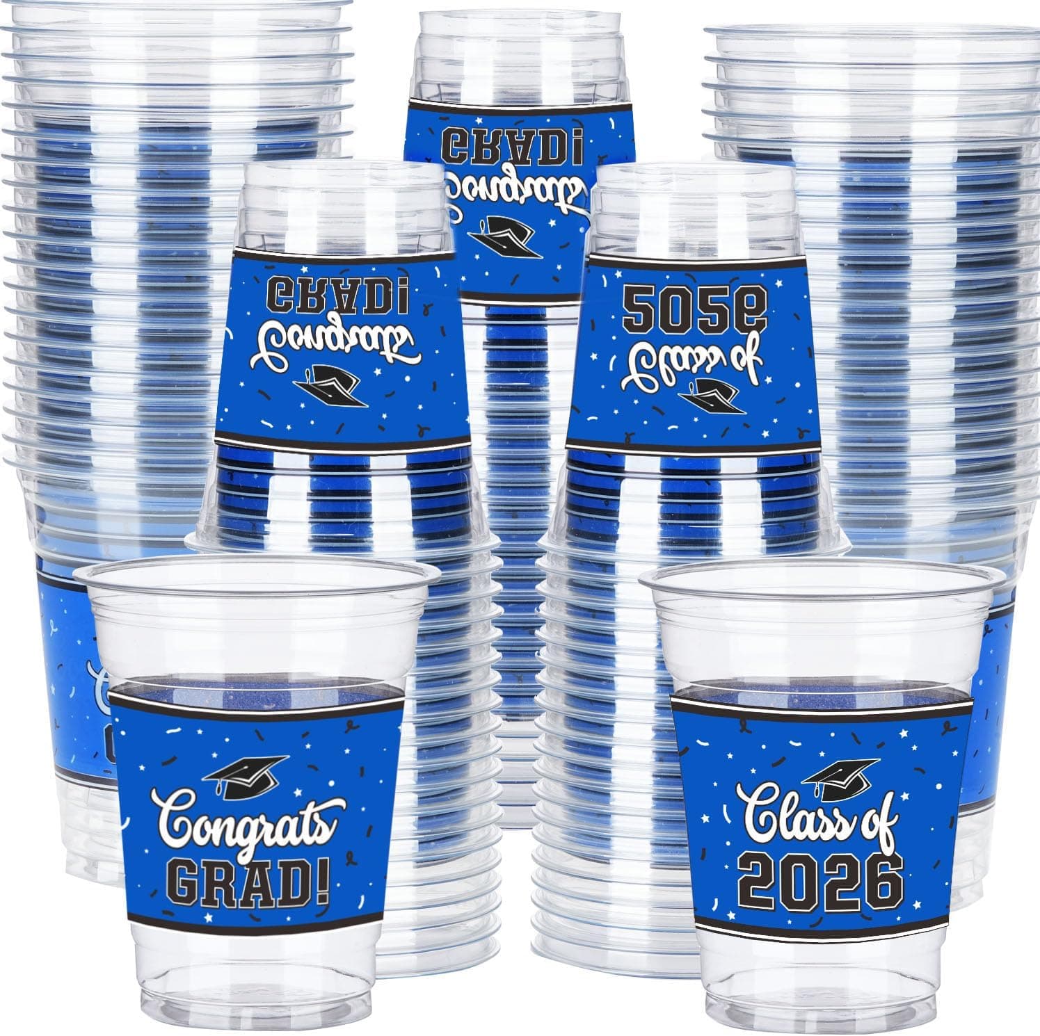 100 Pcs 12oz Graduation Cups Class of 2026 Disposable Graduation Plastic Cups, 2026 Grad Party Cups for Congrats Grad, Class of 2026 Celebration Party Supplies Tableware - image 1
