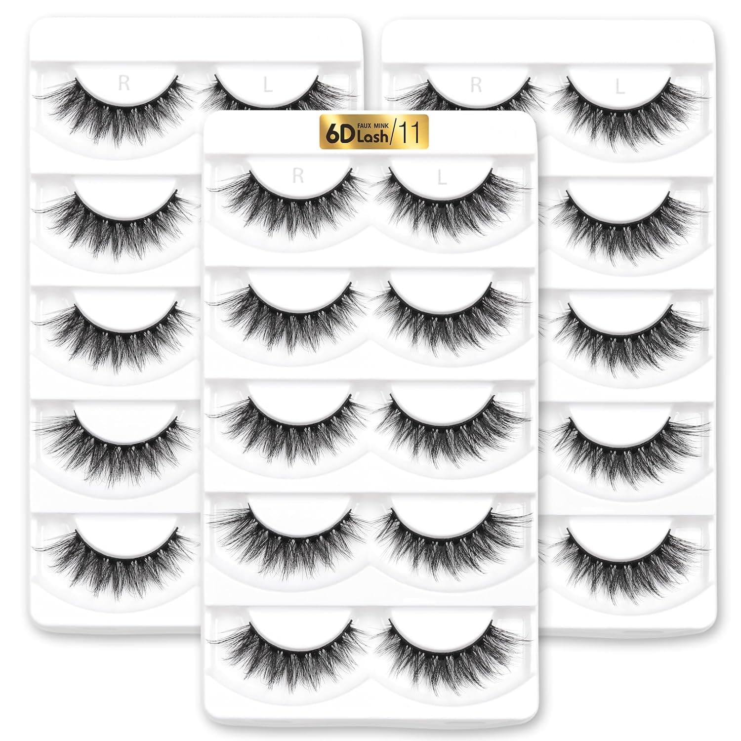 Aillen False Eye Lashes Wispy Mink, Fluffy False Lashes Natural Look 6D Volume Pack, Suitable for All Face Types - image 1
