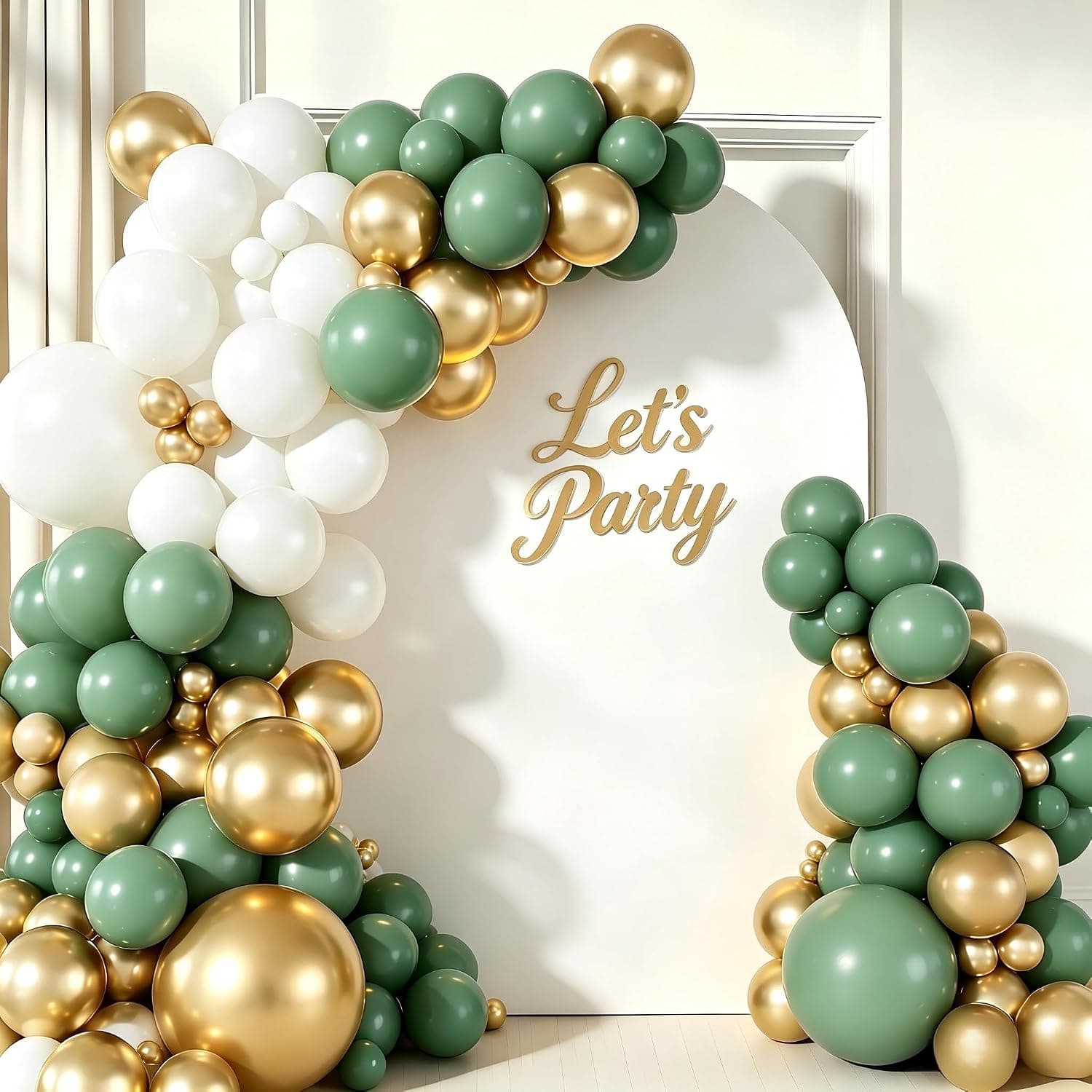 Sage Green Gold Balloon Garland Arch Kit 160Pcs Sage Green White and Gold Latex Balloons for Baby in Bloom Baby Shower Woodland Jungle Safari Wedding Birthday Party Decoration