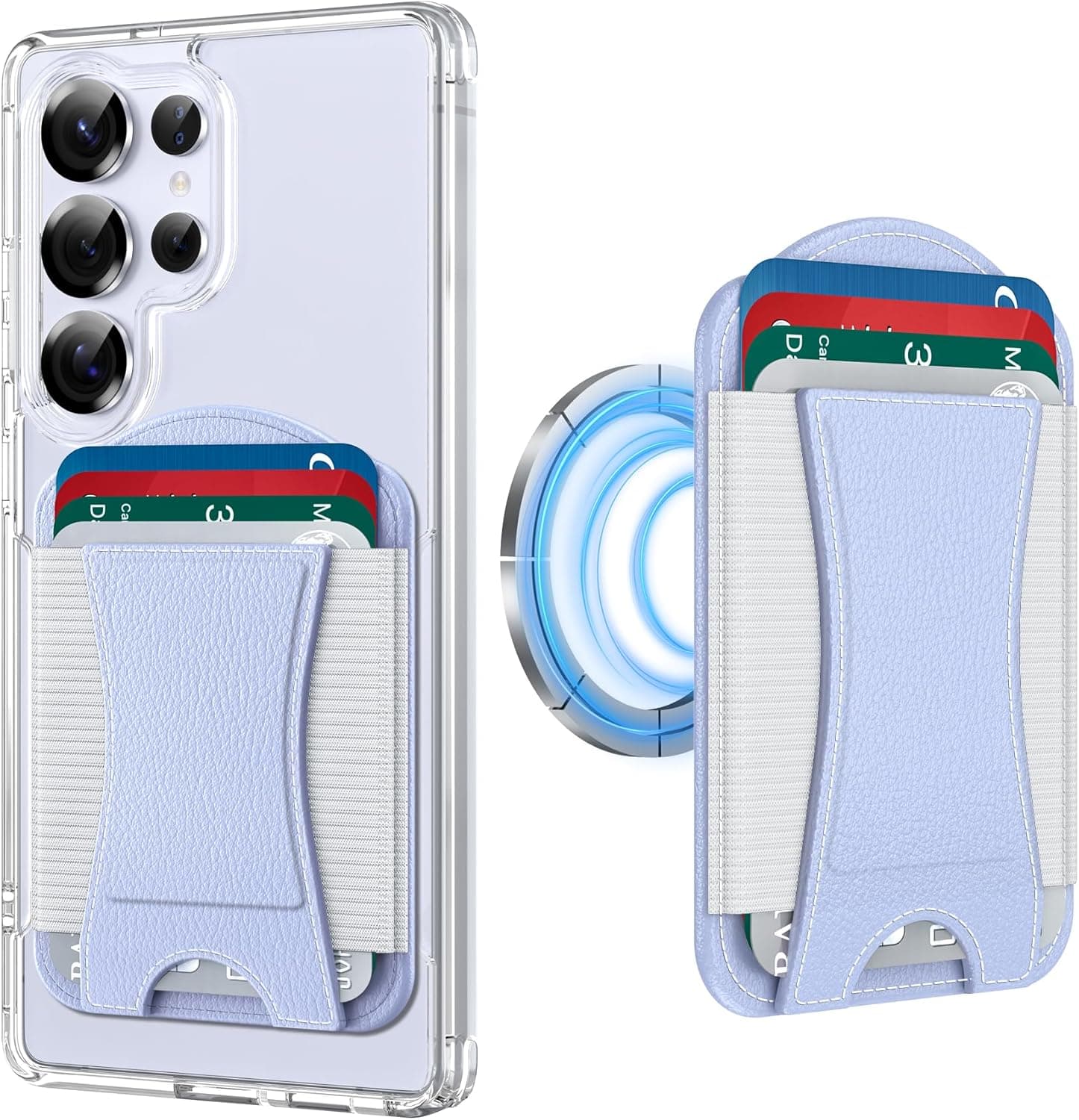 2026 Upgraded Magnetic Wallet for Samsung Galaxy S26/S25/S24 Series and iPhone 17/16/15/14/13/12 Models, 6 Cards Holder, Minimalist Slim Leather Magnet Wallet