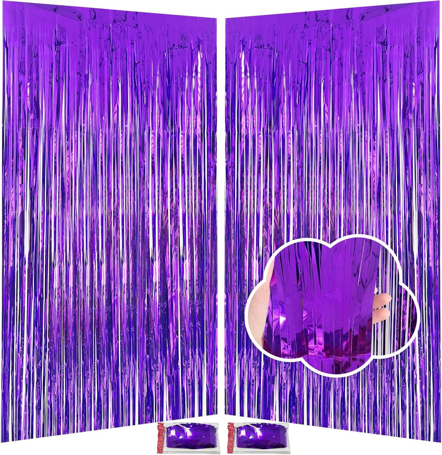 Purple Fringe Backdrop 3.3x8.2ft, 2 Pack Streamers Party Decorations