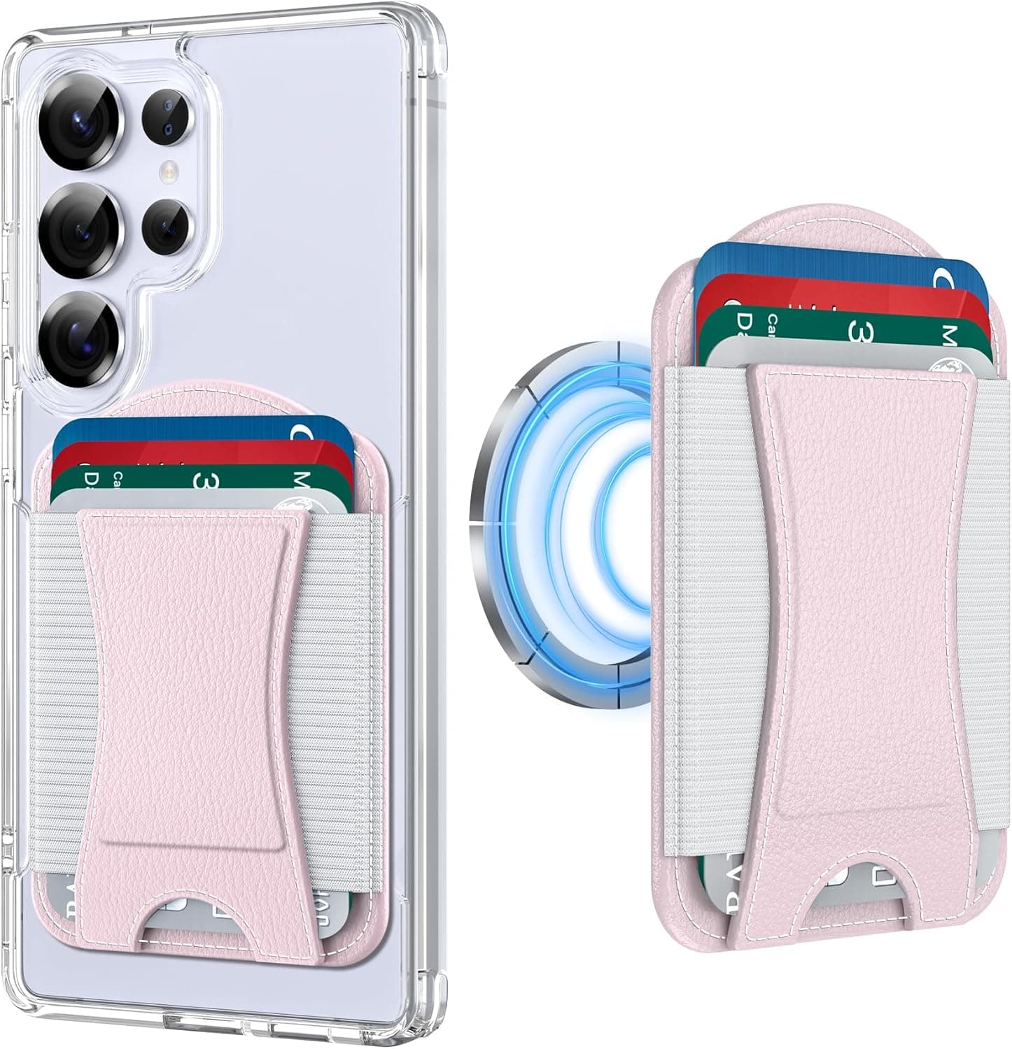 2026 Upgraded Magnetic Wallet for Samsung Galaxy S26/S25/S24 Series and iPhone 17/16/15/14/13/12 Models, 6 Cards Holder, Minimalist Slim Leather Magnet Wallet