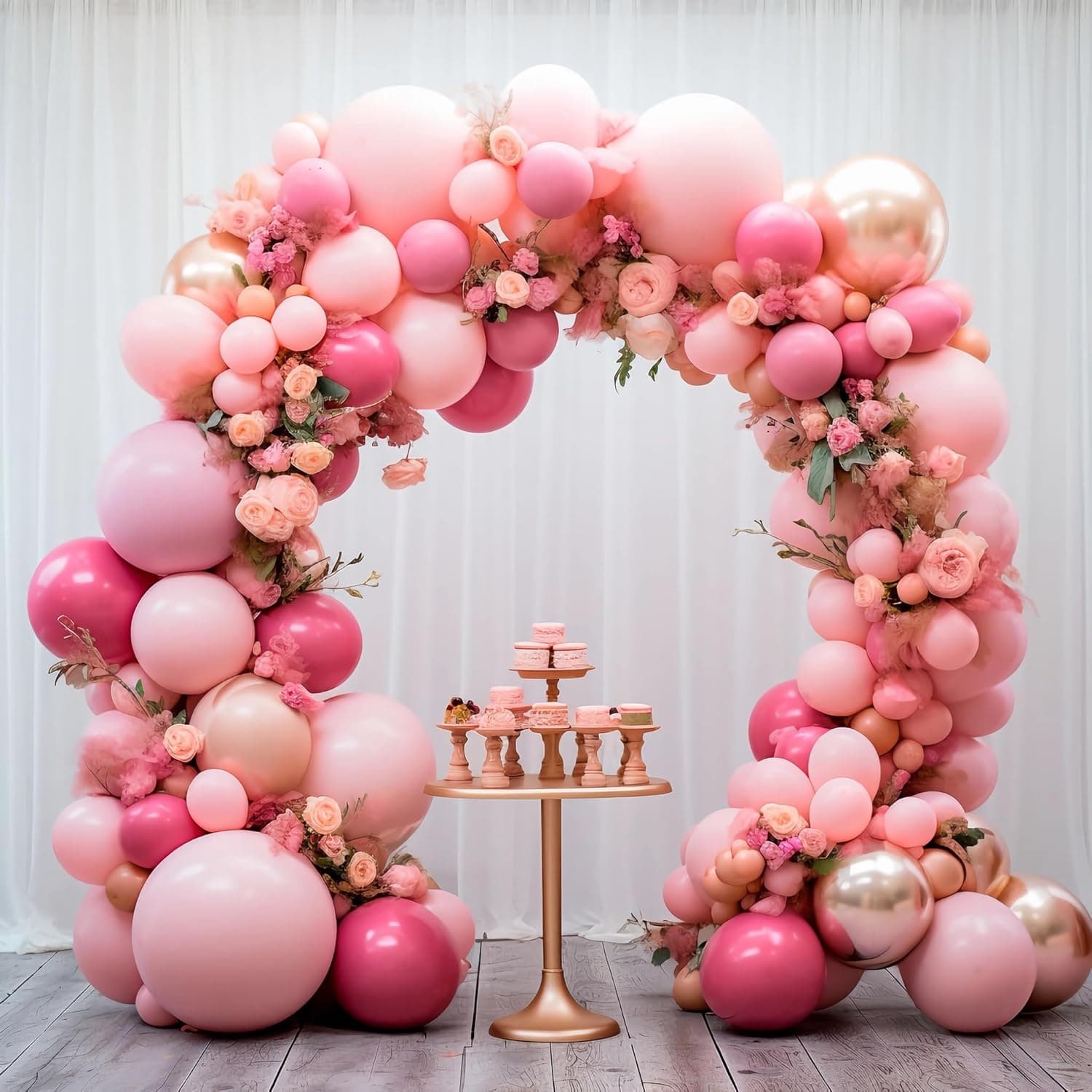 Valentines Day Decorations 155Pcs Rose Red Macaroon Pink Metallic Chrome Gold Latex Balloon Garland Arch Kit for Birthday Anniversary Wedding Romantic Bridal Shower Galentines Day Decor