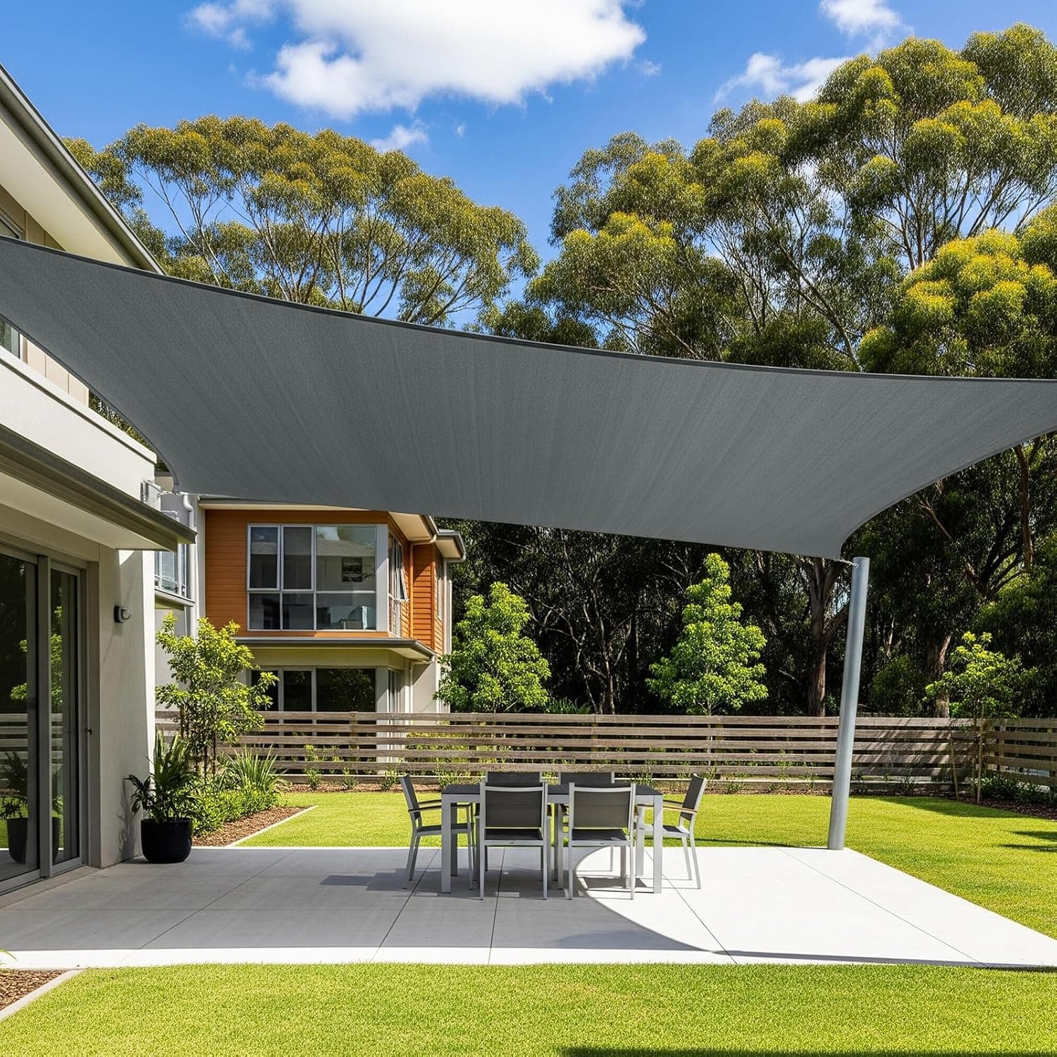Sun Shade Sail for Patio Backyard, Rectangle 7x13ft, Dark Grey