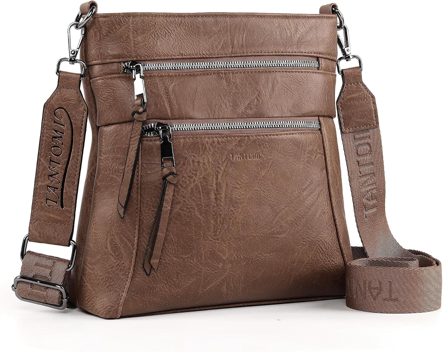 TANTOMI Medium Crossbody Bags for Women, PU Leather Travel Crossbody Purses