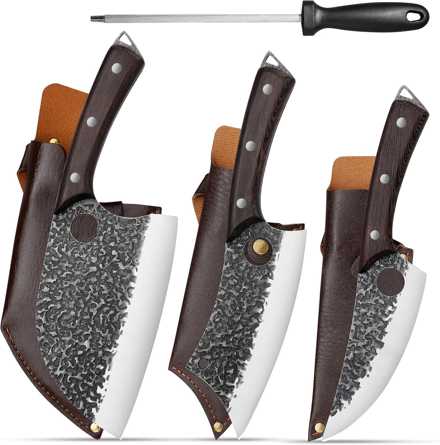 Plys Forged Butcher Knife Set โ 3PCS Viking Kitchen Knives with Comfortable Handle - image 1