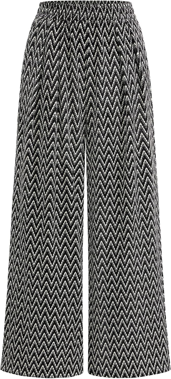 PRETTYGARDEN Casual Women's Pants 2026 Elastic Waist Palazzo Long Pajama Wide Leg Trousers Knit Fall Outfits with Pockets - image 1