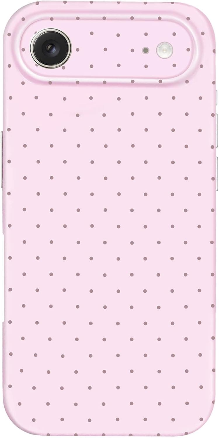 Hython for iPhone Air Case Cute Polka Dot Aesthetic Design Simple Cover 6.5", Thin Slim Anti-Scratch Soft TPU Bumper Shockproof Rubber Protective Phone Cases for Women Girls Girly Boys, Pink
