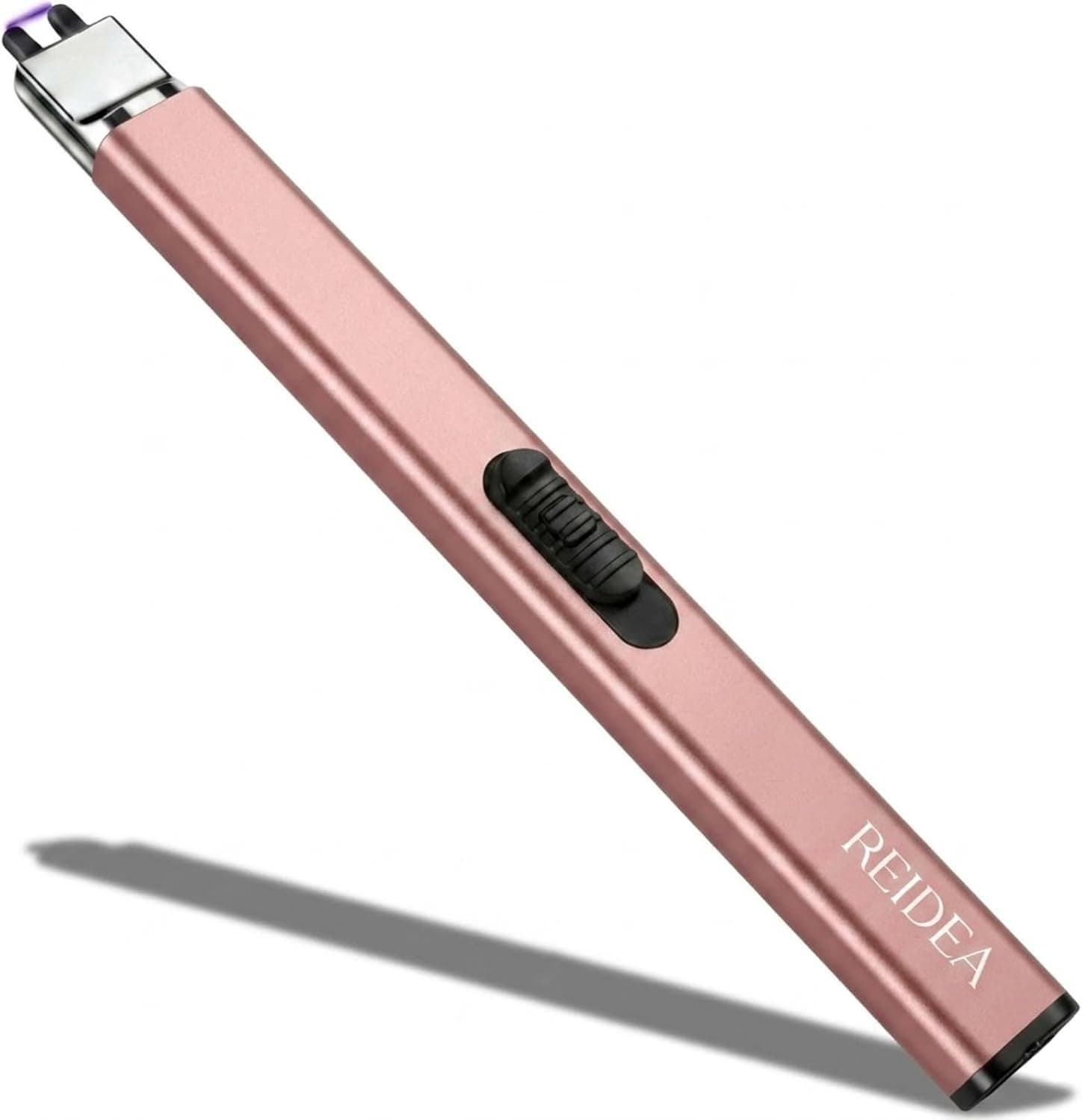REIDEA Electric Lighter, R1 Pro Windproof Flameless USB Rechargeable Arc with Safe Button and Power Indicator for Candle, BBQ and Fireworks, Rose Gold