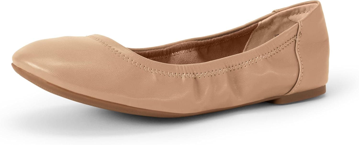 Amazon Essentials Women's Comfortable Round Toe Ballet Flats, Cushioned Memory Foam