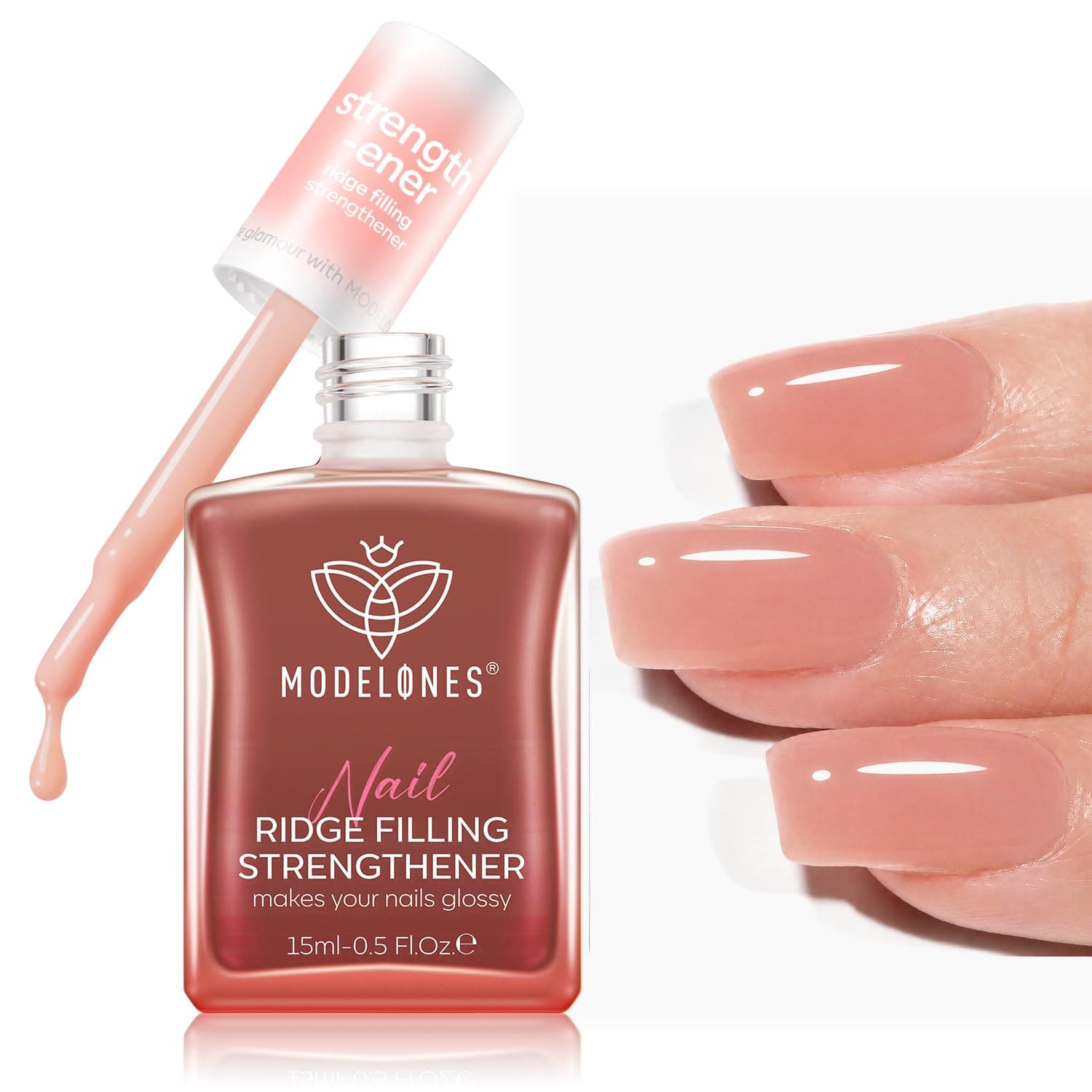 modelones Nail Strengthener and Growth Nail Hardener Nude Fall Nail Polish