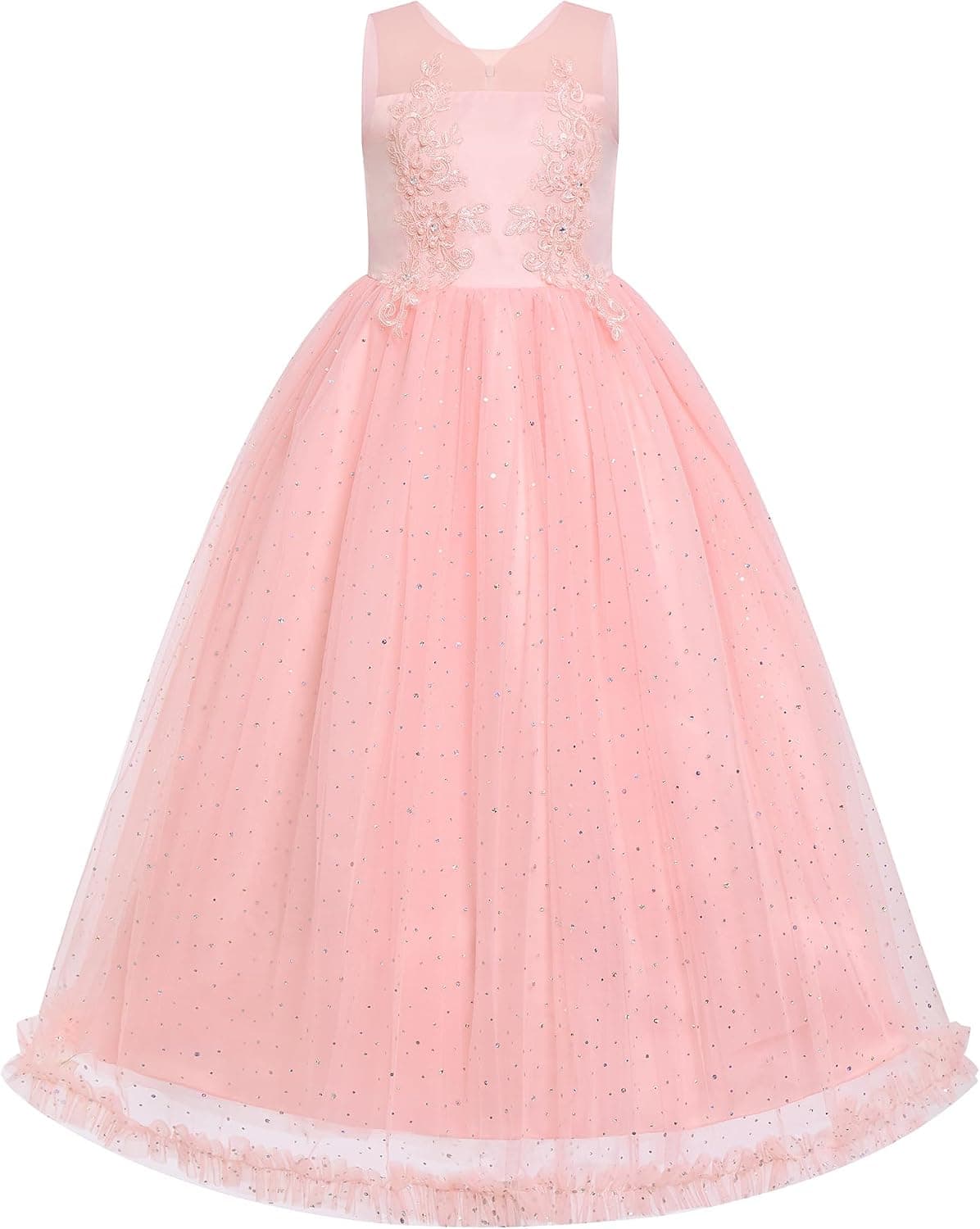 Ibakom Girl Formal Maxi Dress Floral First Communion Easter Ball Gown Tween Pageant Junior Bridesmaid Dresses