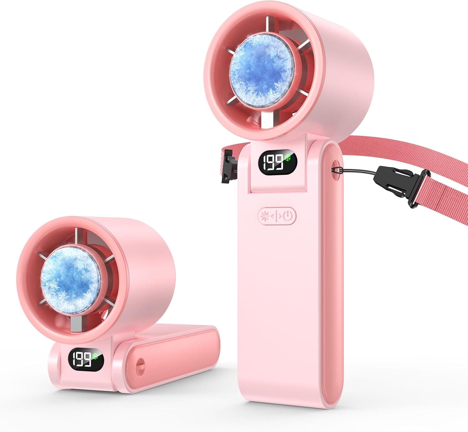 Portable Handheld Fan with Ice Cooler, Rechargeable Personal Fan (Pink)