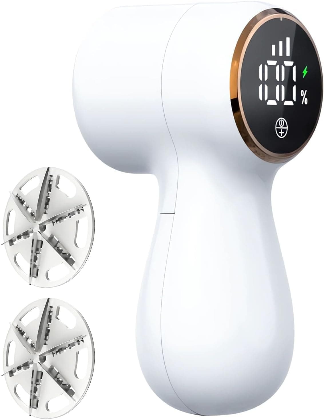 Rechargeable Fabric Shaver, Lint Remover, 3-Speed Sweater Shaver with LED Display, 2 Replaceable Stainless Steel 6-Blade Heads for Clothes, Sweaters, Furniture, Lint Balls and Fabric Pilling