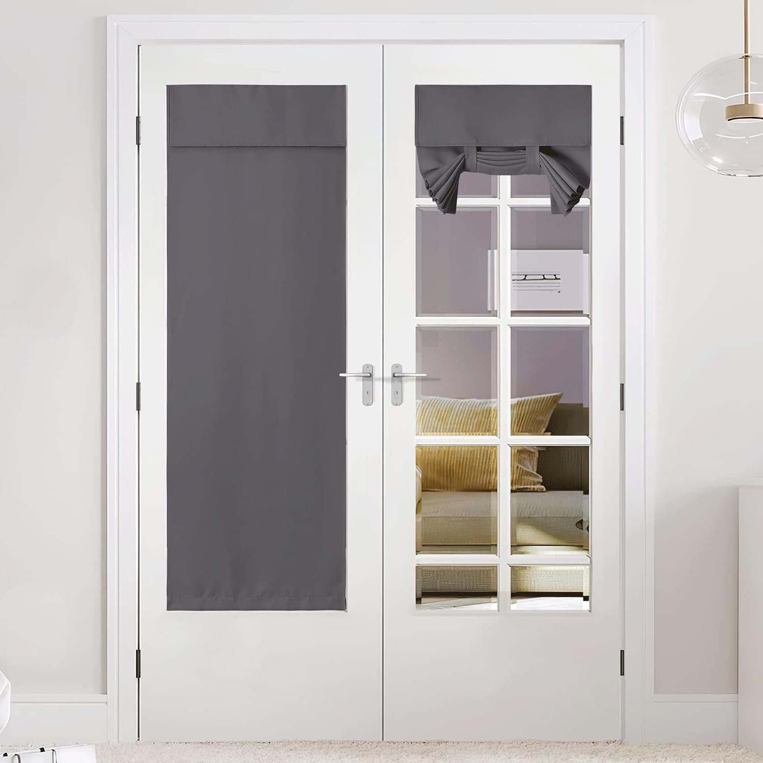 NICETOWN Grey Blackout French Door Curtain Thermal Insulated Window Cover