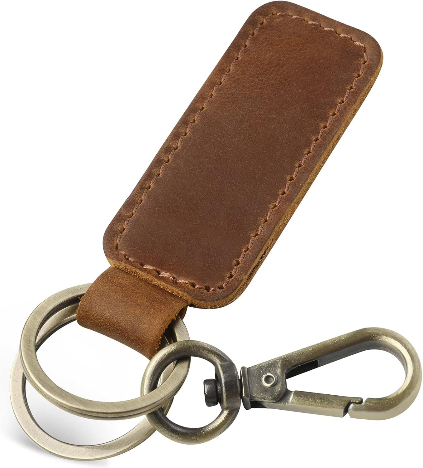 Jack&Chris Genuine Leather Car Keychain, Universal Key Fob Keychain, Leather Key Chain Holder for Men and Women