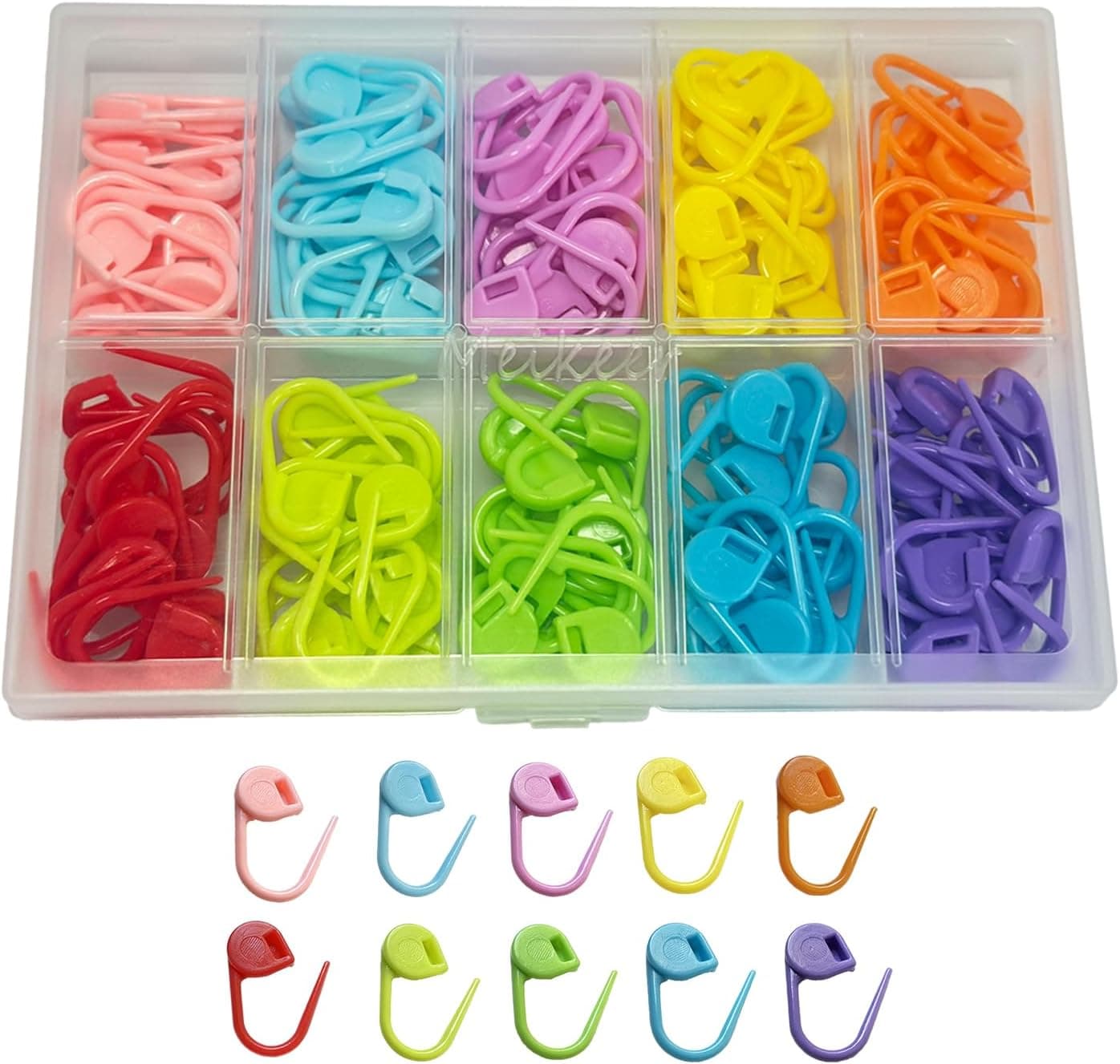 150PCS Locking Stitch Markers with Storage Box, 10 Colors