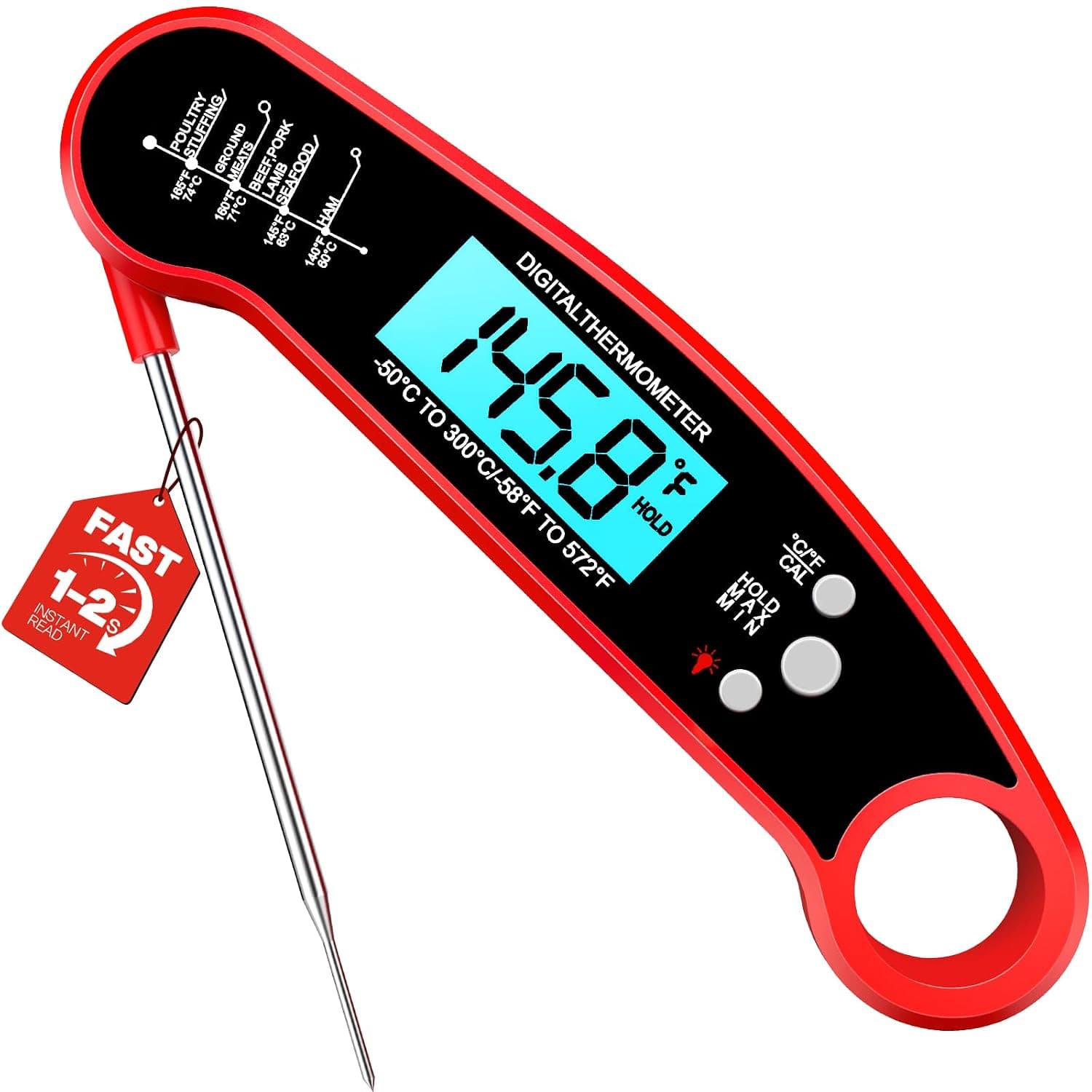 Meat Thermometer Digital, 1-2 Sec Instant Read, Food, Cooking, Grilling