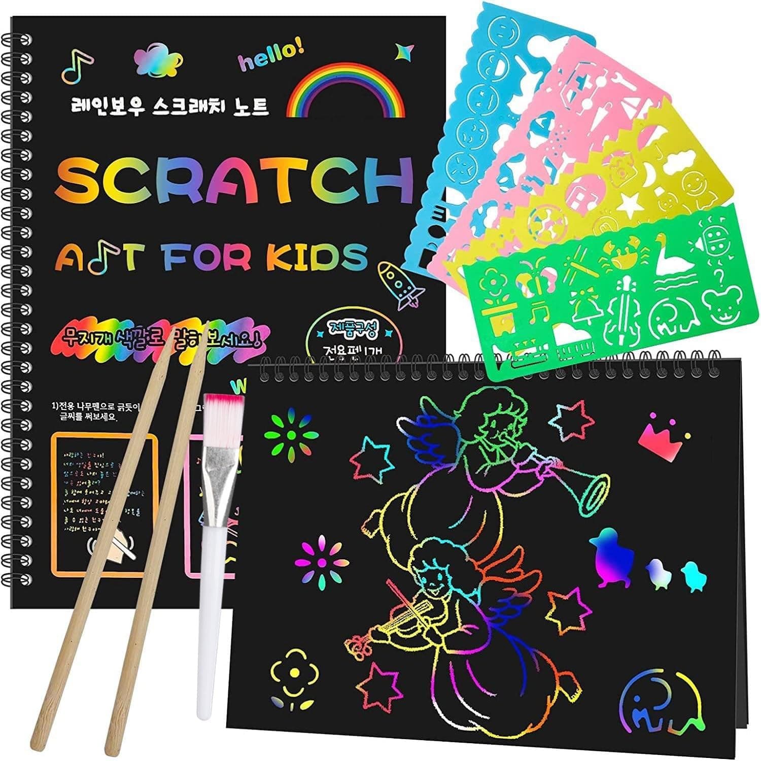 2-Pack Scratch Paper Art Set: Notebooks Arts Supplies and Crafts for Kids - image 1