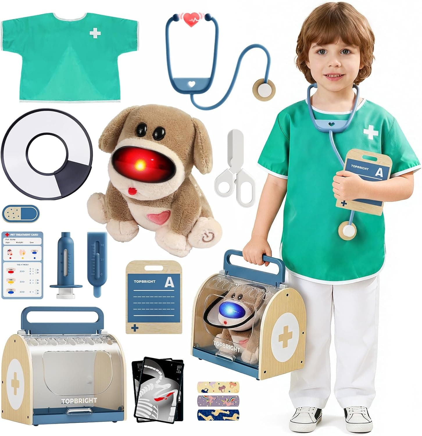 TOP BRIGHT Doctor Kit for Toddlers 3-5, Pretend Play Doctor Set (Blue) - image 1
