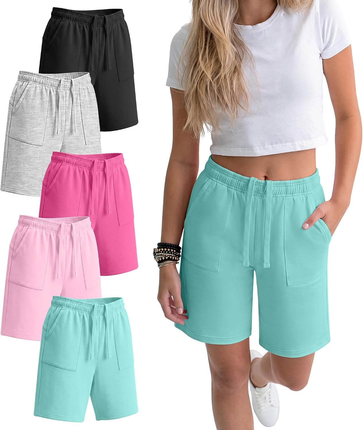 5 Pack Girls SweatShorts School - JoyMotion