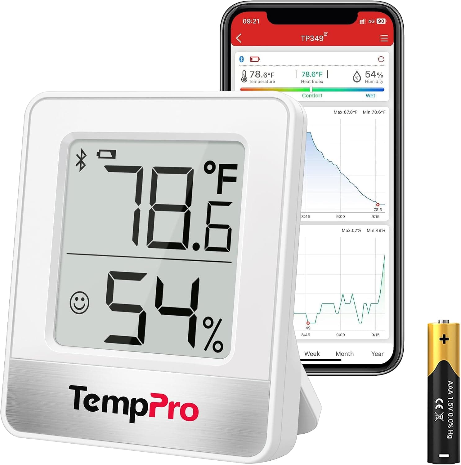 TempPro TempAir 260FT Bluetooth Digital Hygrometer, Room Thermometer Indoor - image 1