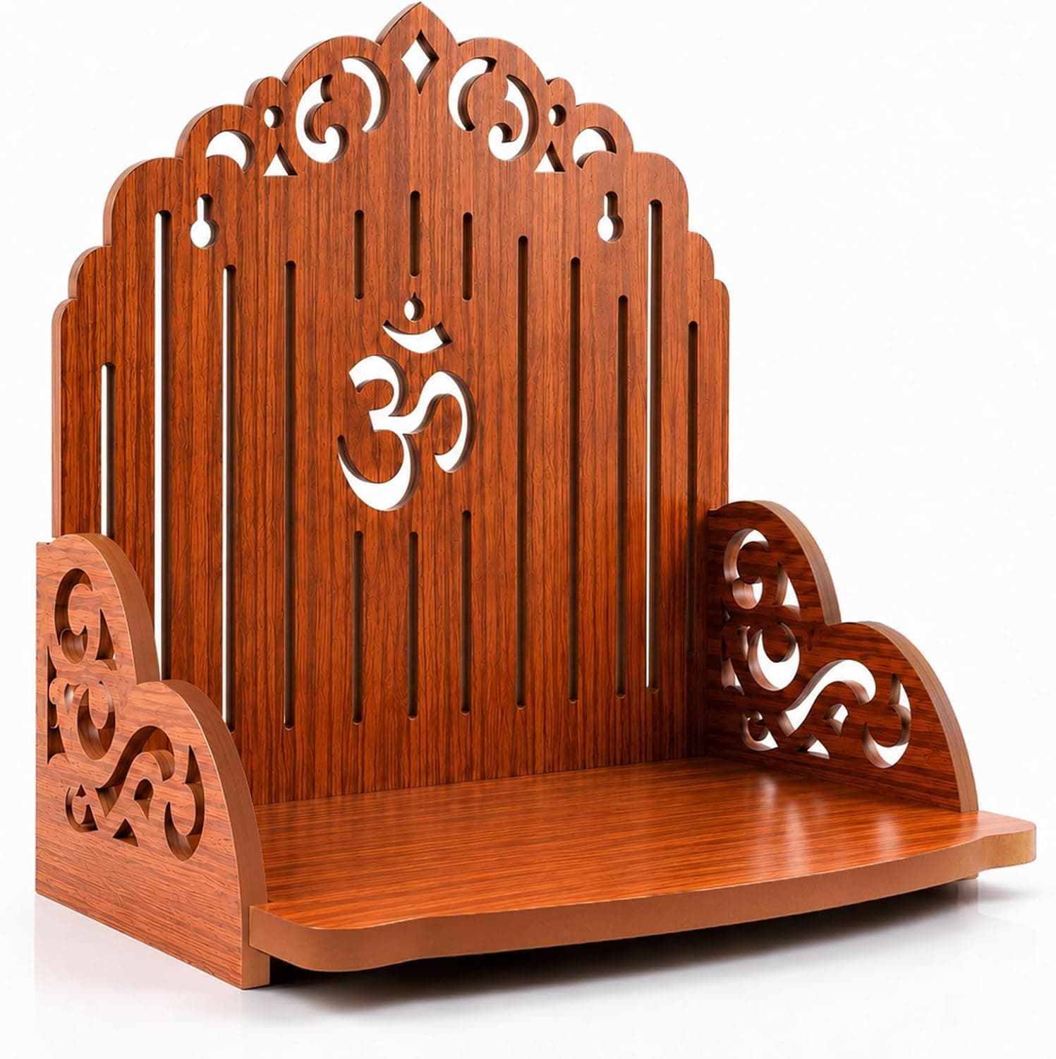 Ngardk Pooja Mandir for Home - Small Hindu Wooden Temple for Daily Worship Rituals (Walnut Finish)