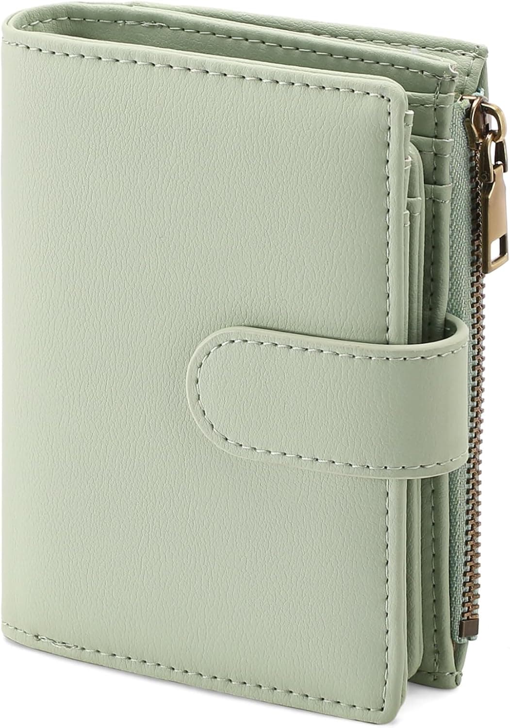 GAEKEAO Small Wallet Women Vegan Leather RFID Blocking Bifold Ladies Compact Card Holder with Zipper Pocket & ID Window