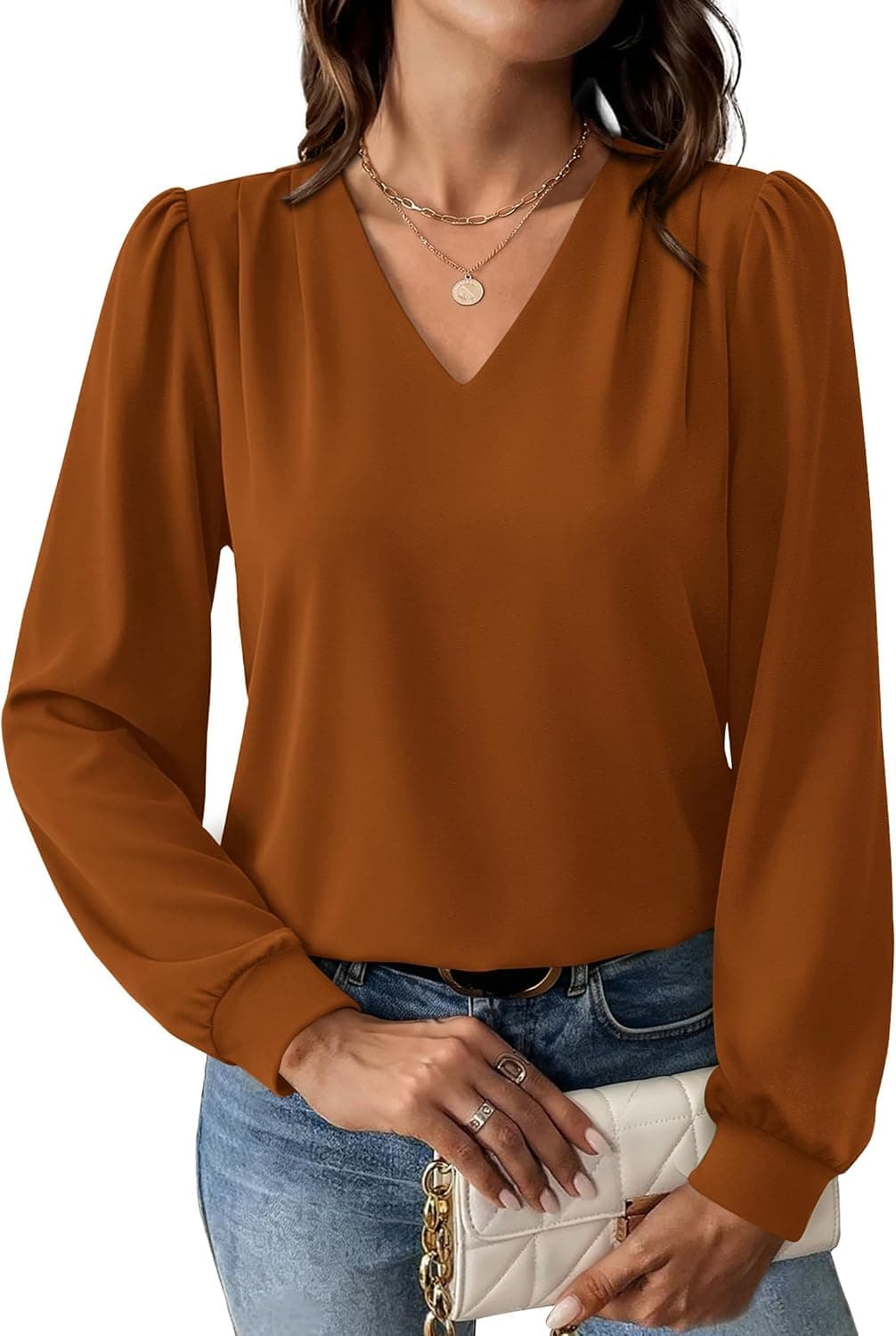 WIHOLL Blouses for Women Dressy Casual Long Sleeve Shirts Fall Fashion