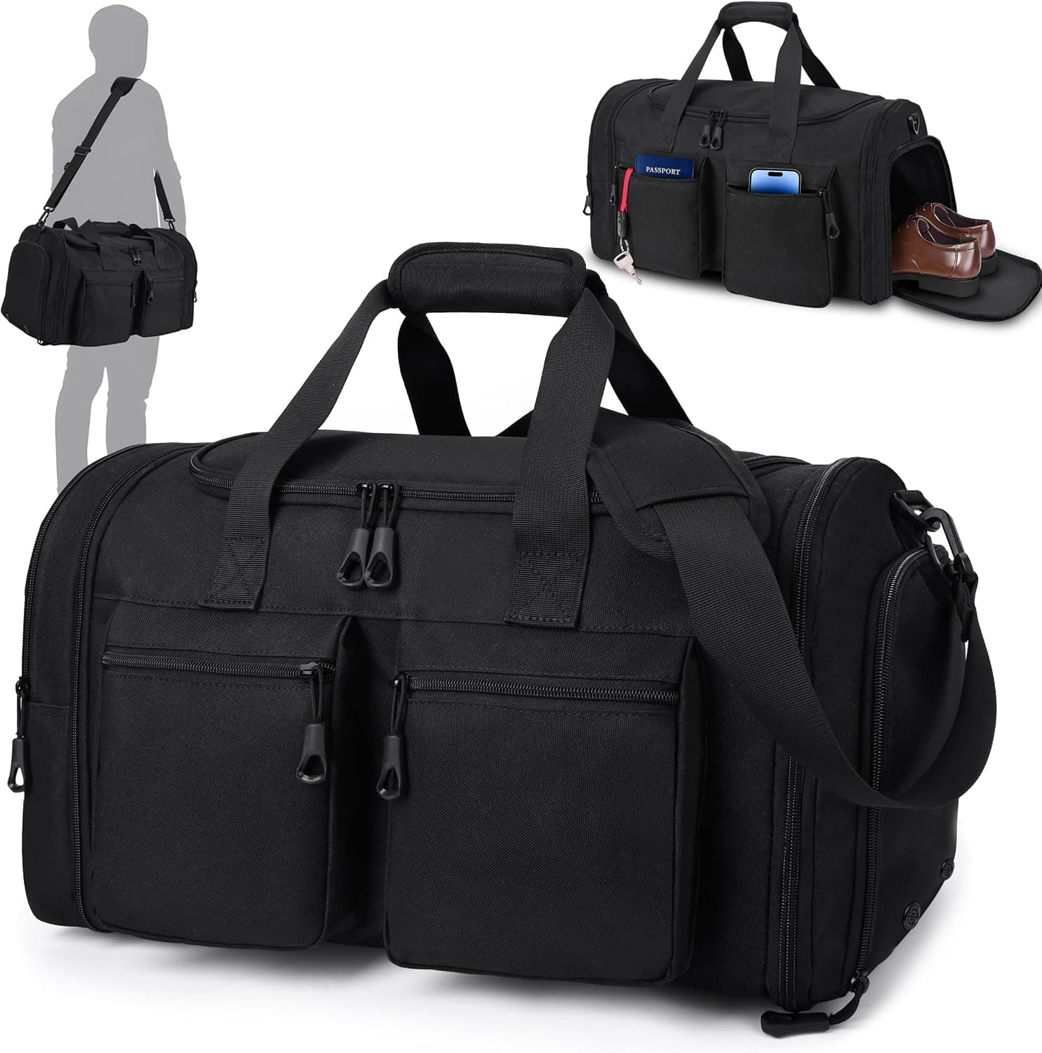 HILOMON Mens Duffle Bag 45L Expandable GYM Bags Carry-on Travel Bag