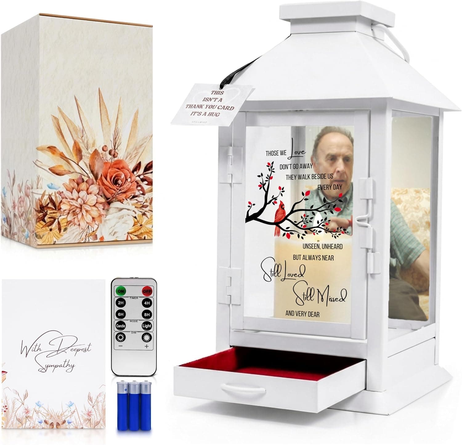 Memorial Lantern with Photo Frame & Keepsake Drawer | Ready-to-Gift Box