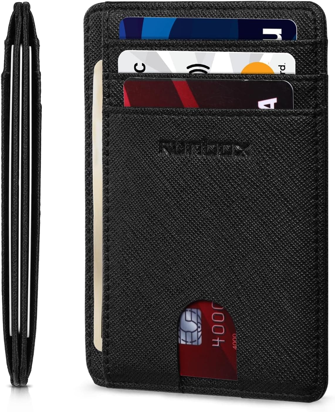 RUNBOX Slim Wallet for Men and Women, RFID Blocking Leather Card Holder