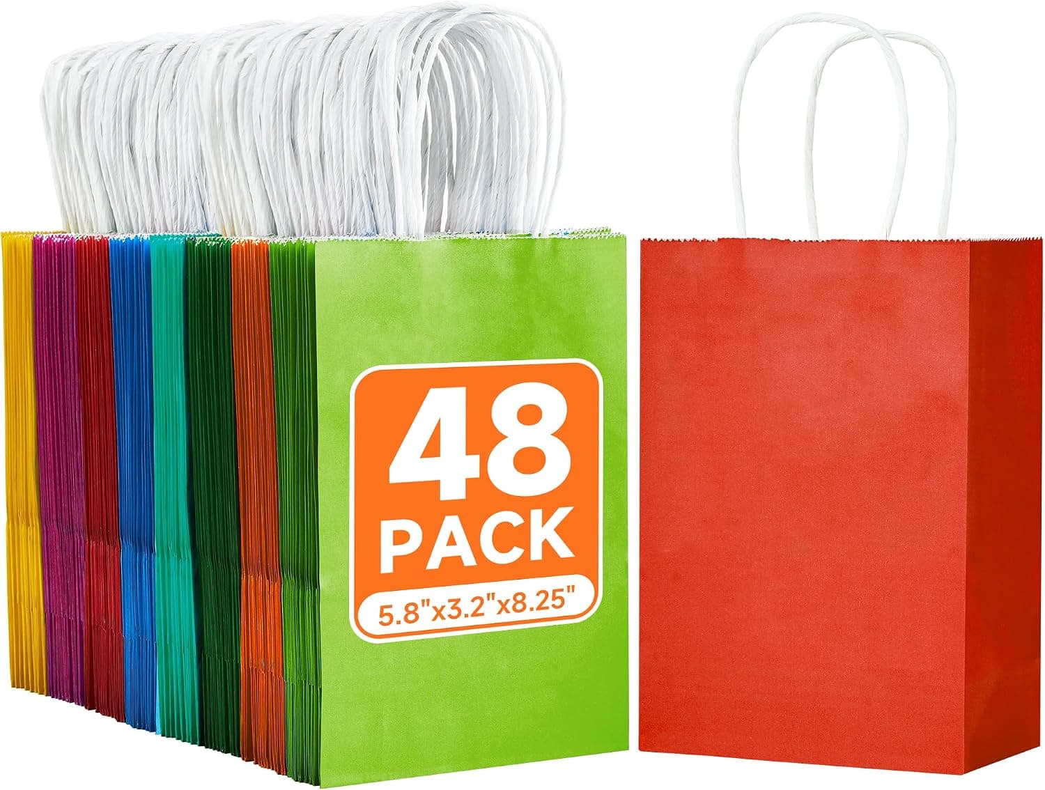 METAPRINT 48Pcs Small Paper Gift Bags with Handles (5.8x3.2x8.25 Inch) - Colorful Craft Packaging Set