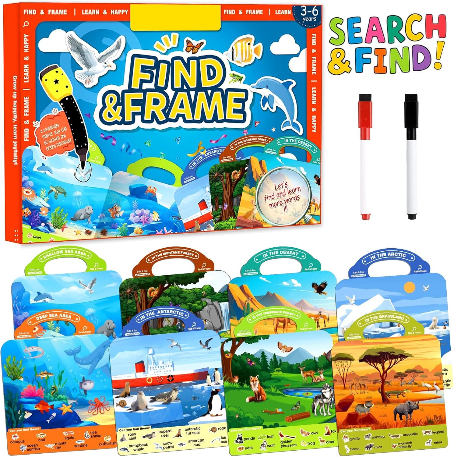 Search and Find Books for Kids 3-5, Reusable Preschool Learning Activities, Perfect Road Trip Car Airplane Games, Educational Toys, Busy Books for 3 4 5 6 Year Old Boys Girl Christmas Birthday Gifts - image 1