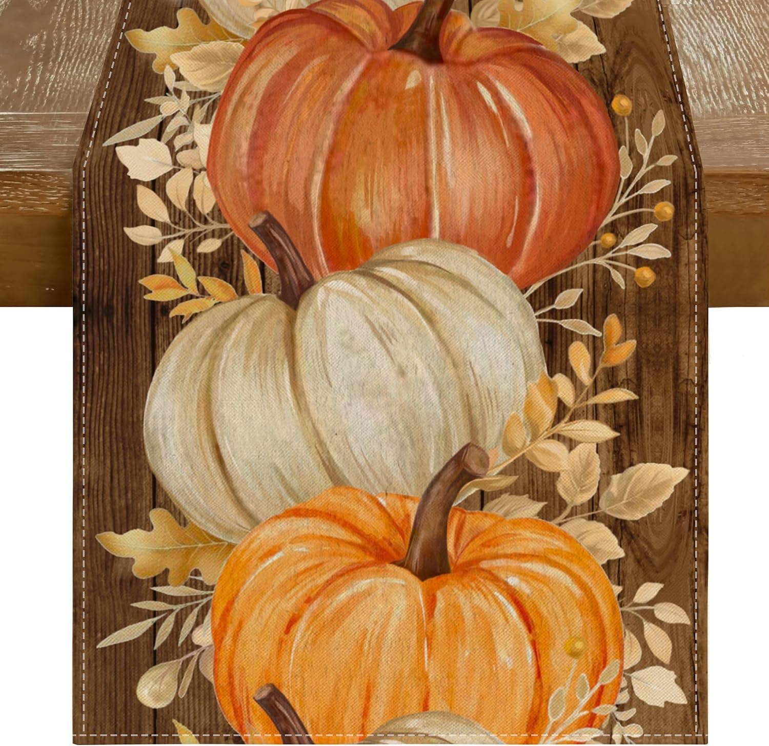 Fall Table Runner 13x72 Inch Orange Pumpkins Fall Decor for Home