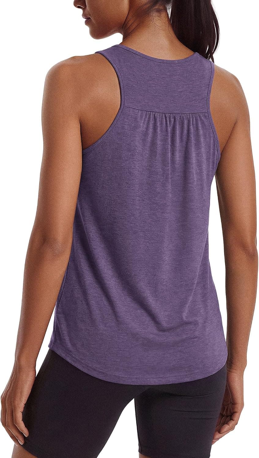 PINSPARK Workout Tank Tops for Women Sleeveless Racerback Athletic Running Yoga Shirts Lightweight Muscle Gym Clothes, S-3XL
