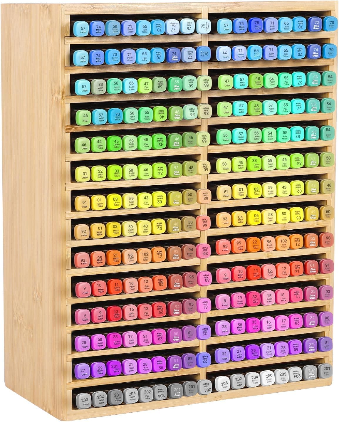 Bamboo Marker Organizer for 224 Markers, Desktop Marker Storage Holder