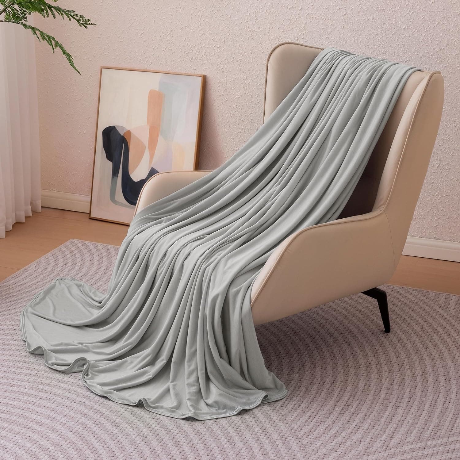Amazon Basics Cooling Blanket for Hot Sleepers, Reversible Lightweight Thin Throw Blanket for Bed, Couch and Sofa, Queen (90" x 90"), Gray
