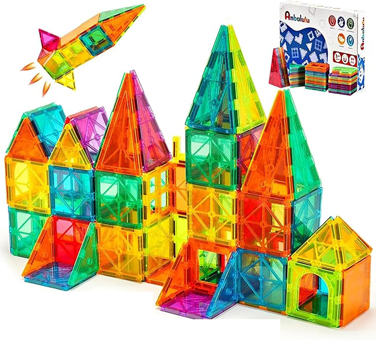 Anbalulu Magnetic Building Tiles Set - Creative STEM Toy for Boys & Girls