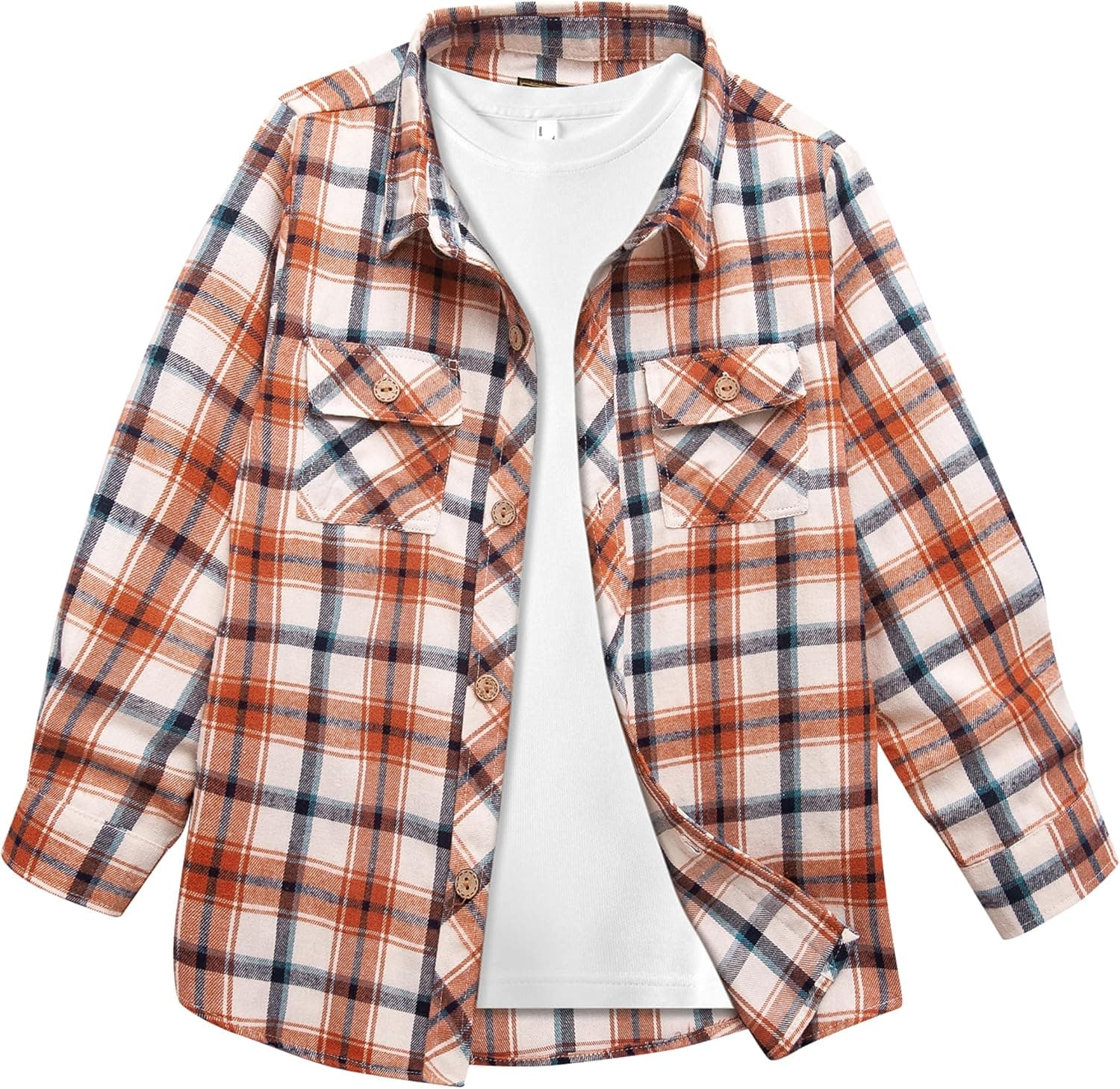 Boys Plaid Flannel Shirts Long Sleeve Casual Button Down Shirts Collared Fall Clothes